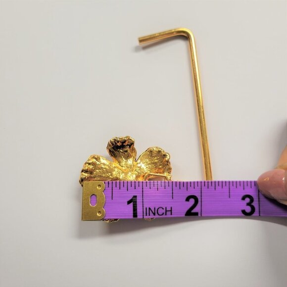 Antique Gold Plated Hibiscus Flower Handbag Holder or Handbag Table Hook - Picture 8 of 16